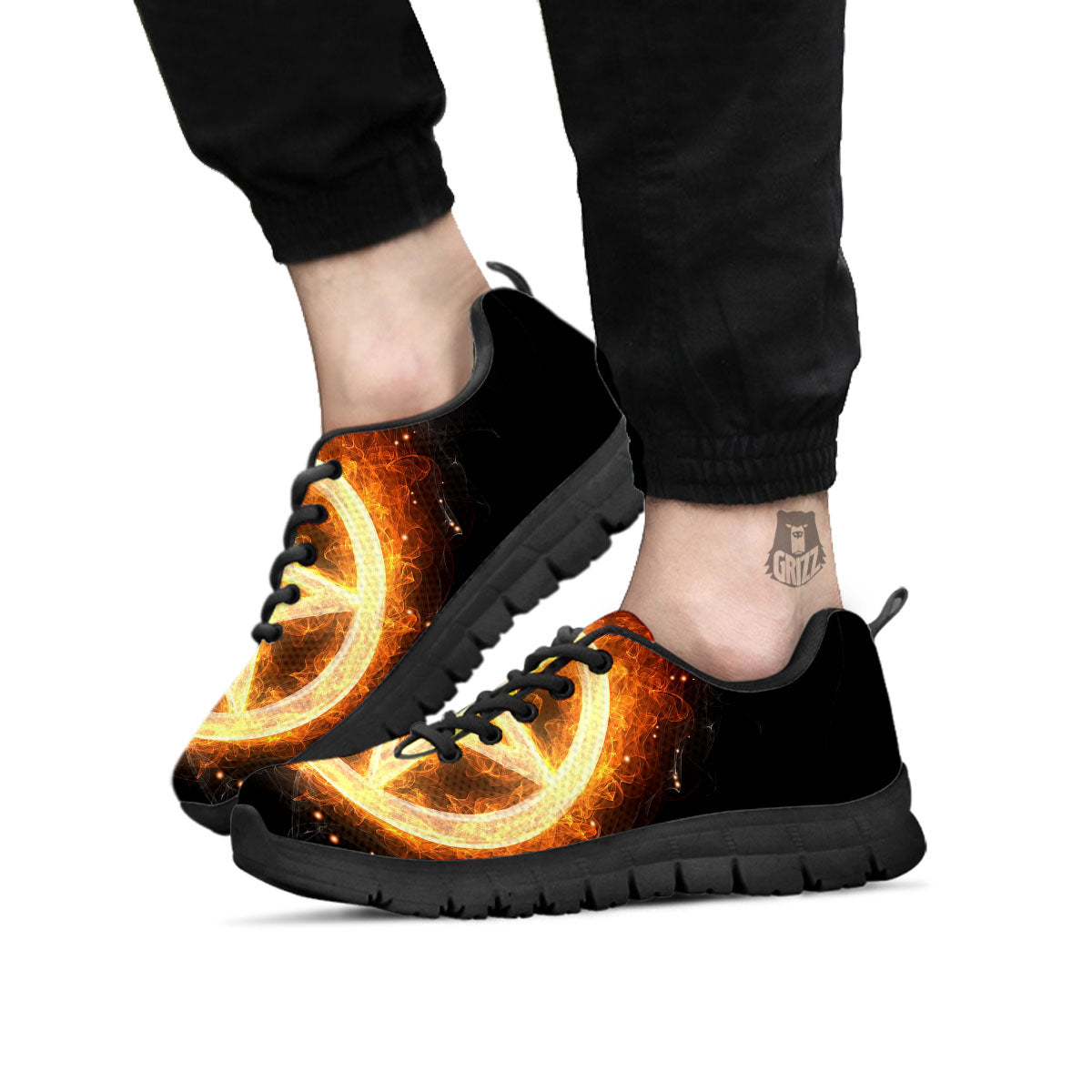 Pentagram Flame Print Black Sneaker-grizzshop