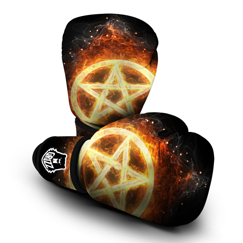 Pentagram Flame Print Boxing Gloves-grizzshop