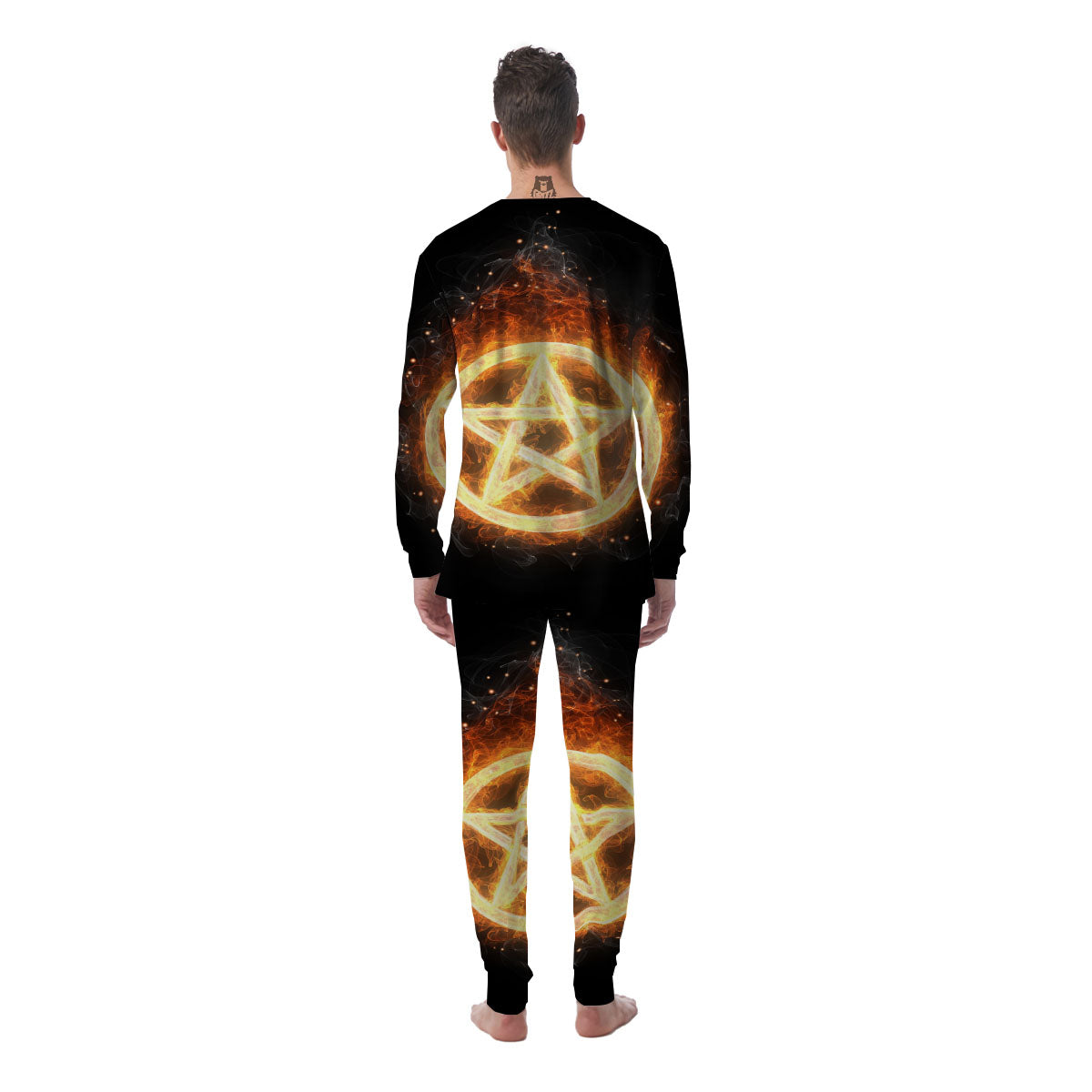 Pentagram Flame Print Men's Pajamas-grizzshop
