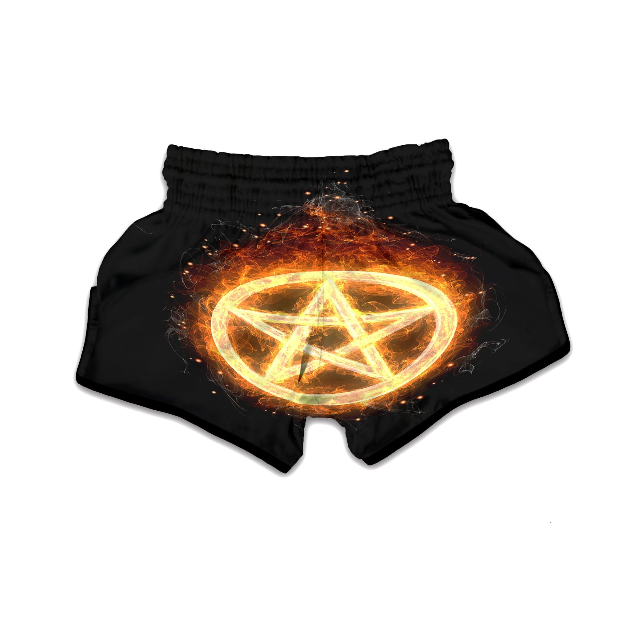 Pentagram Flame Print Muay Thai Boxing Shorts-grizzshop