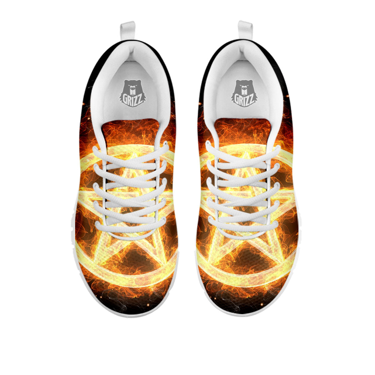 Pentagram Flame Print White Sneaker-grizzshop