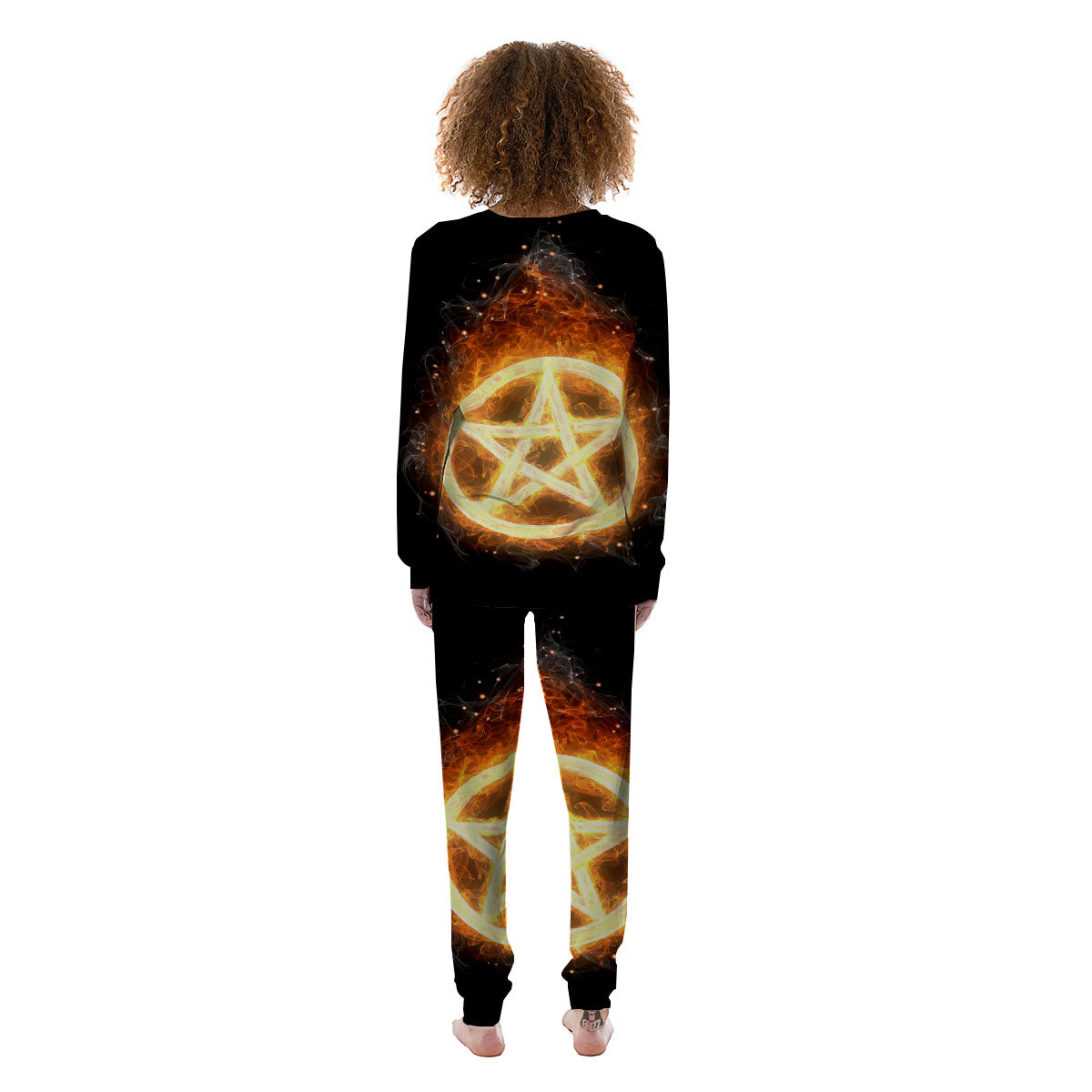 Pentagram Flame Print Women's Pajamas-grizzshop