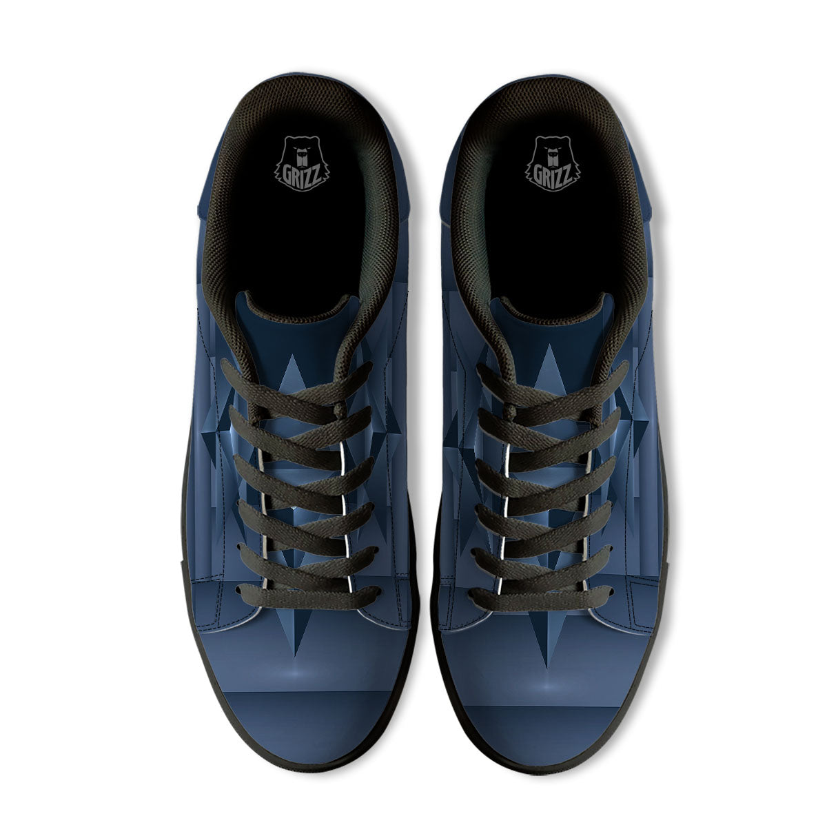 Pentagram Geometric Inverted Print Black Low Top Sneakers-grizzshop