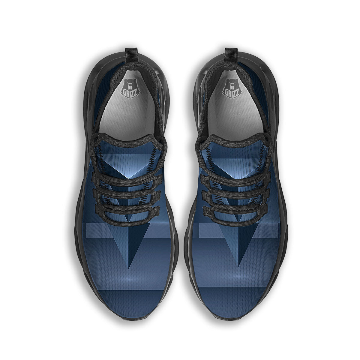 Pentagram Geometric Inverted Print Black Running Shoes-grizzshop