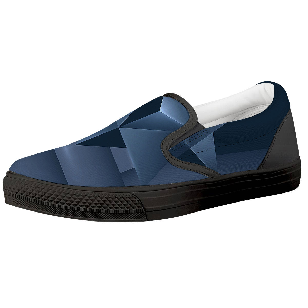 Pentagram Geometric Inverted Print Black Slip On Shoes-grizzshop
