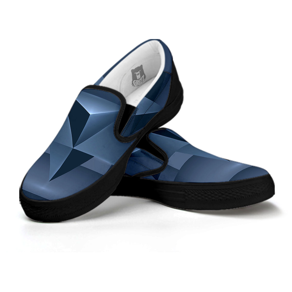 Pentagram Geometric Inverted Print Black Slip On Shoes-grizzshop