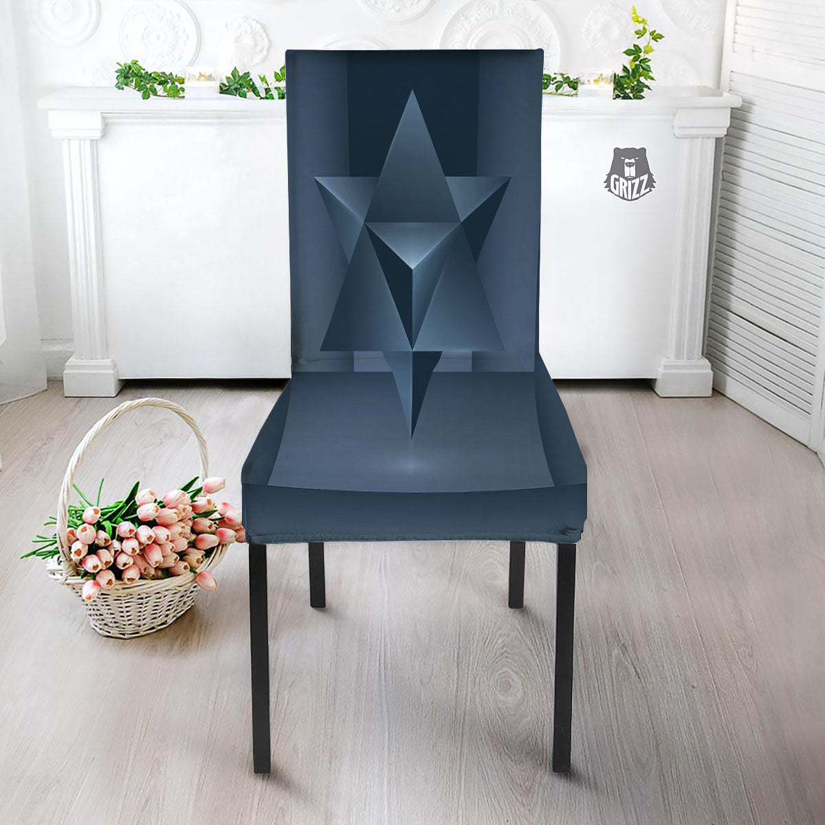 Pentagram Geometric Inverted Print Dining Chair Slipcover-grizzshop