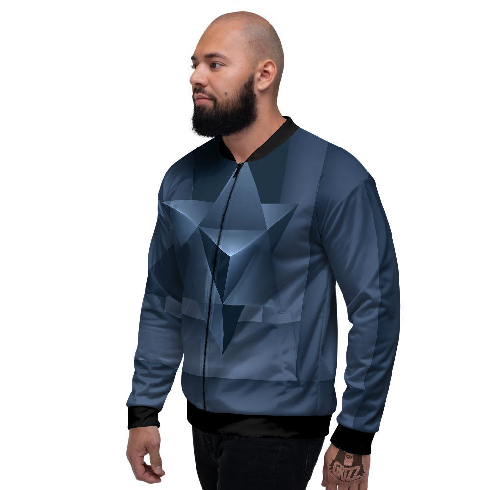 Pentagram Geometric Inverted Print Men's Bomber Jacket-grizzshop