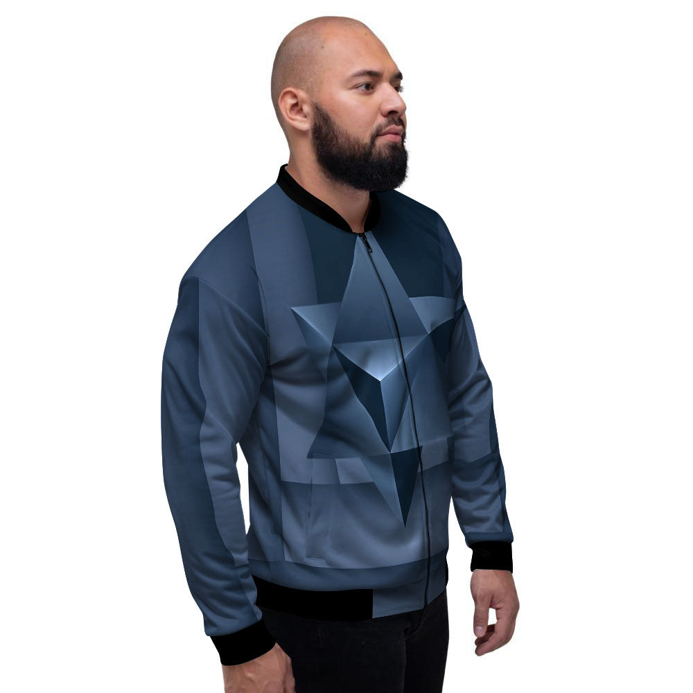 Pentagram Geometric Inverted Print Men's Bomber Jacket-grizzshop