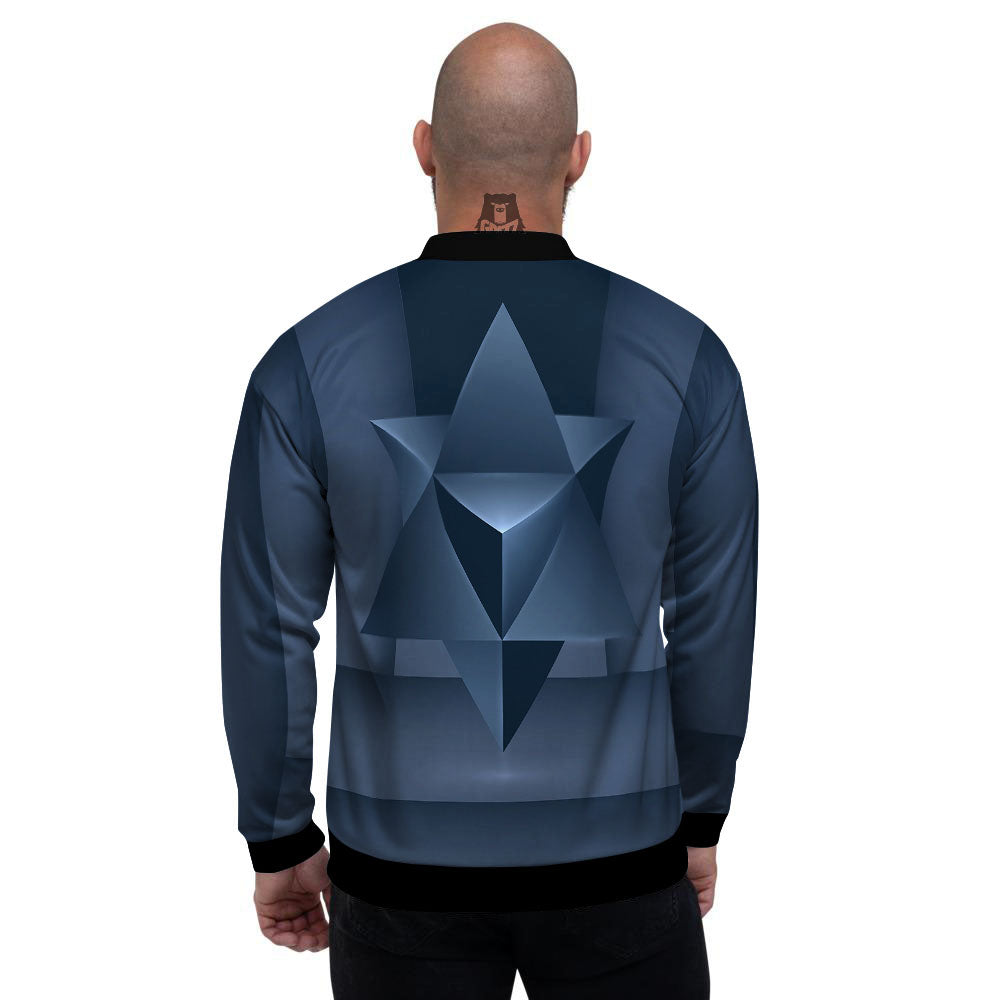 Pentagram Geometric Inverted Print Men's Bomber Jacket-grizzshop