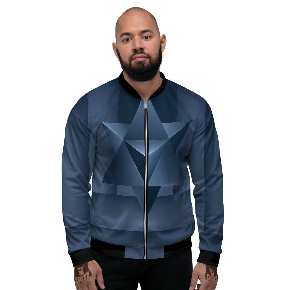 Pentagram Geometric Inverted Print Men's Bomber Jacket-grizzshop