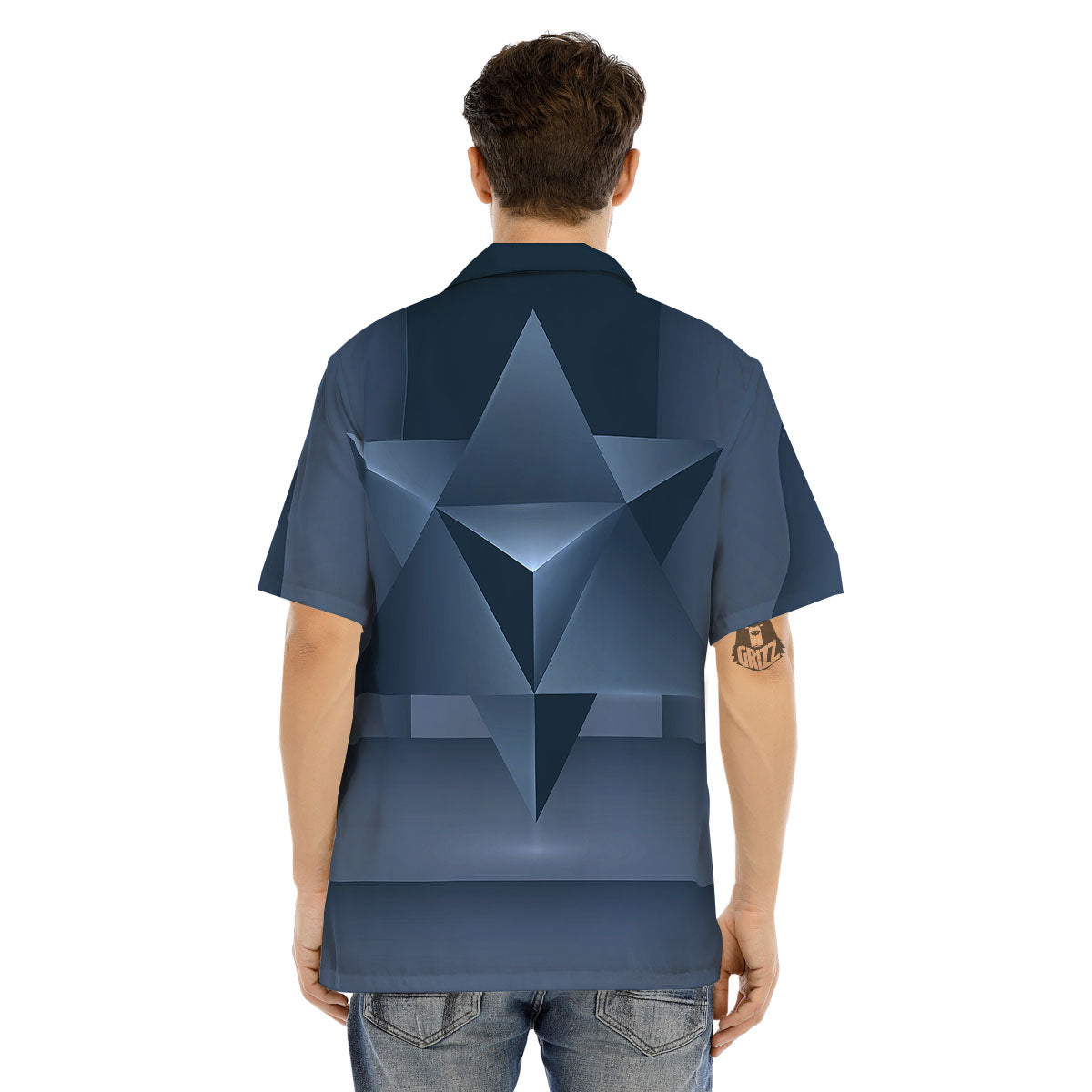Pentagram Geometric Inverted Print Men's Hawaiian Shirt-grizzshop
