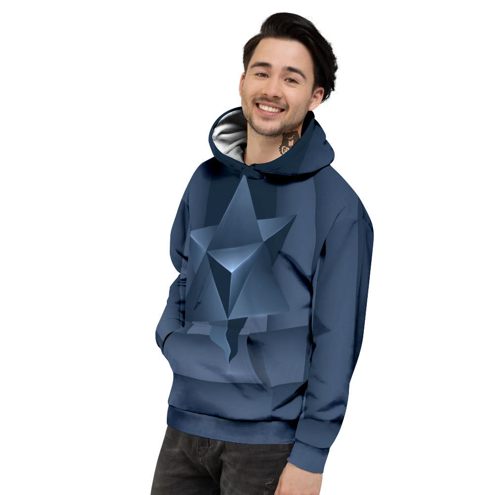 Pentagram Geometric Inverted Print Men's Hoodie-grizzshop