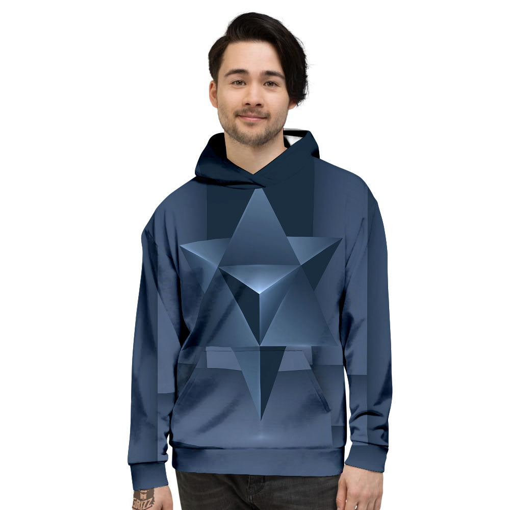 Pentagram Geometric Inverted Print Men's Hoodie-grizzshop