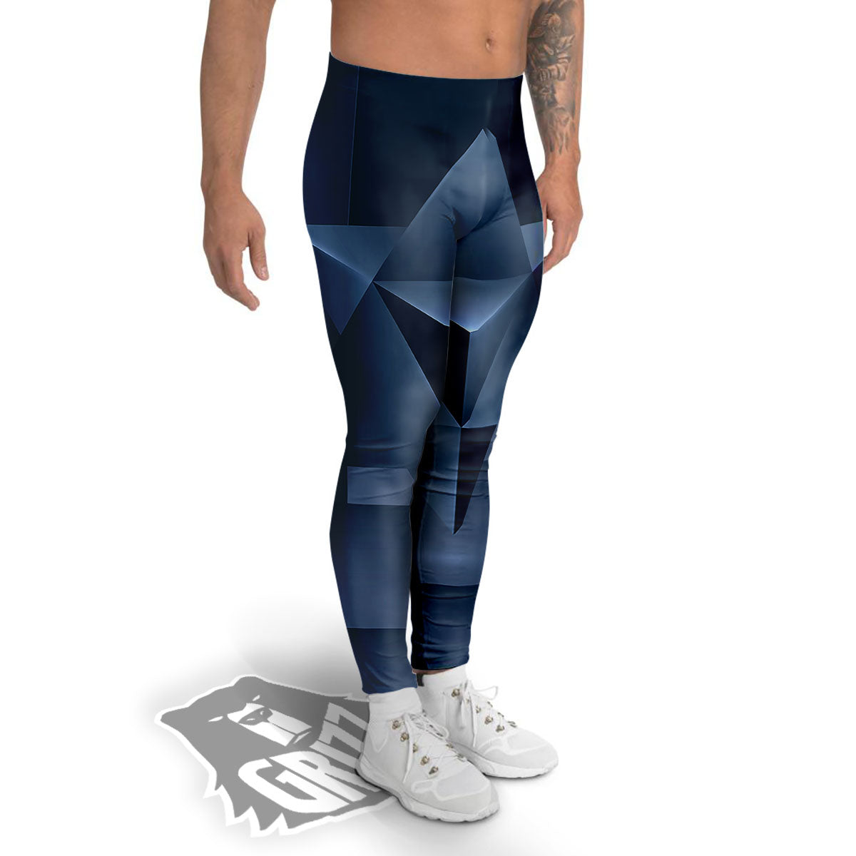 Pentagram Geometric Inverted Print Men's Leggings-grizzshop