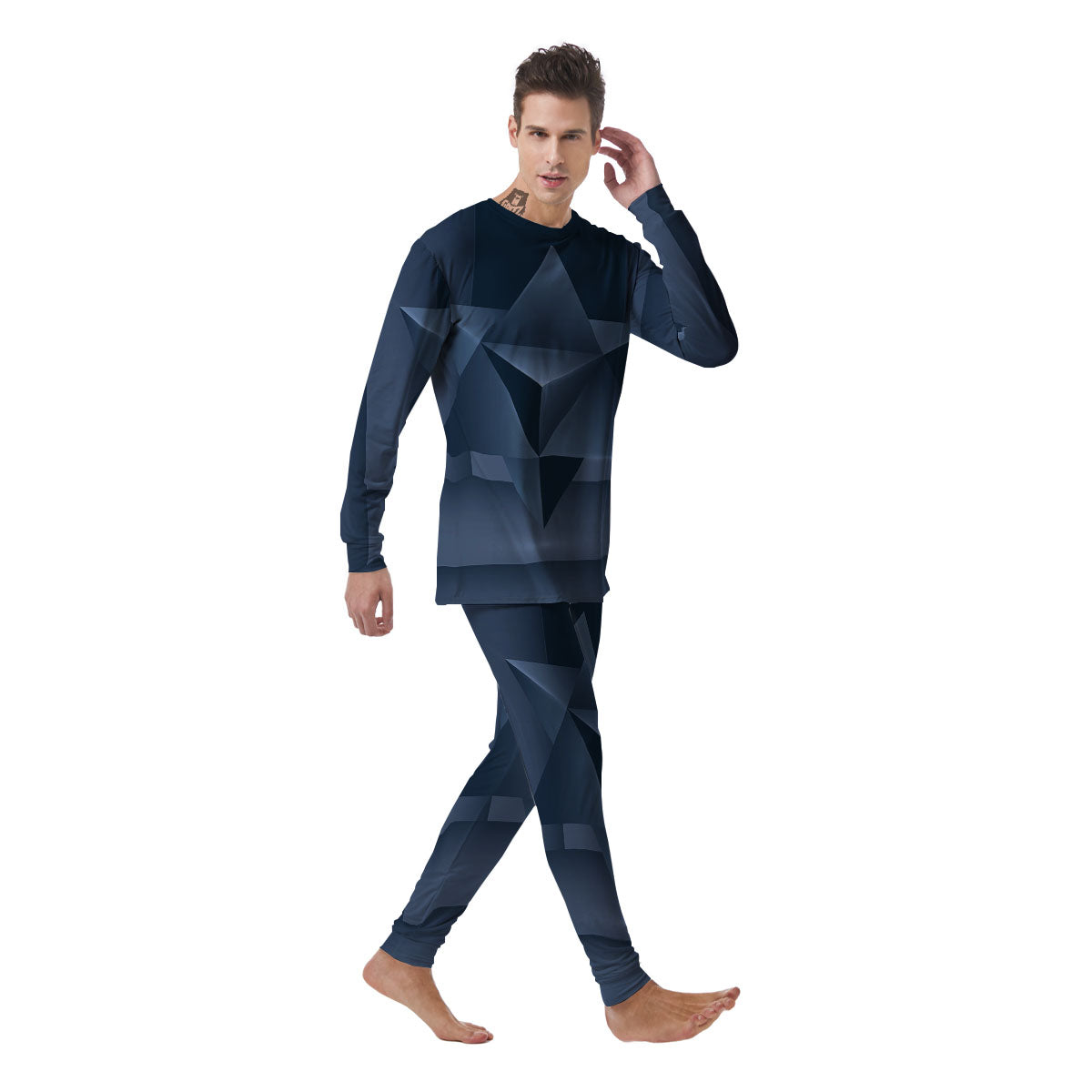 Pentagram Geometric Inverted Print Men's Pajamas-grizzshop