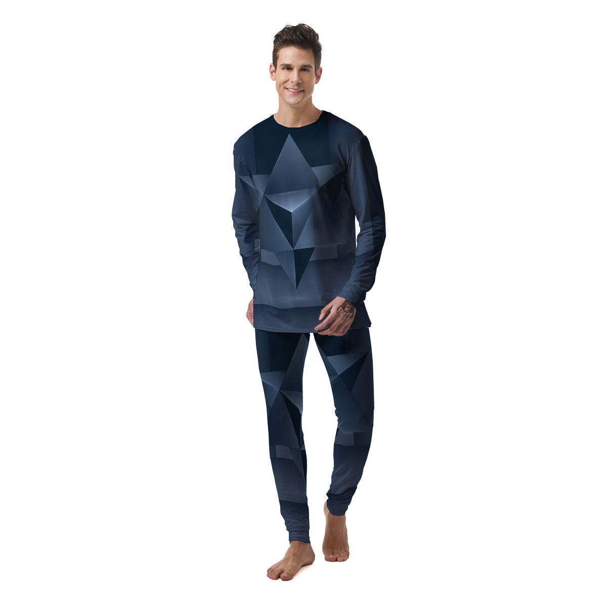 Pentagram Geometric Inverted Print Men's Pajamas-grizzshop