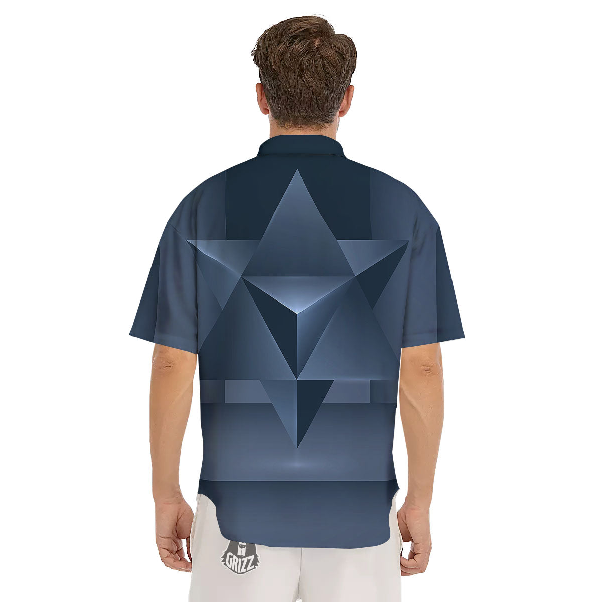 Pentagram Geometric Inverted Print Men's Short Sleeve Shirts-grizzshop