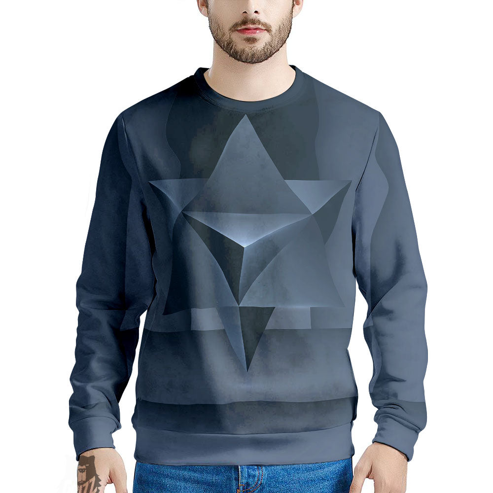 Pentagram Geometric Inverted Print Men's Sweatshirt-grizzshop