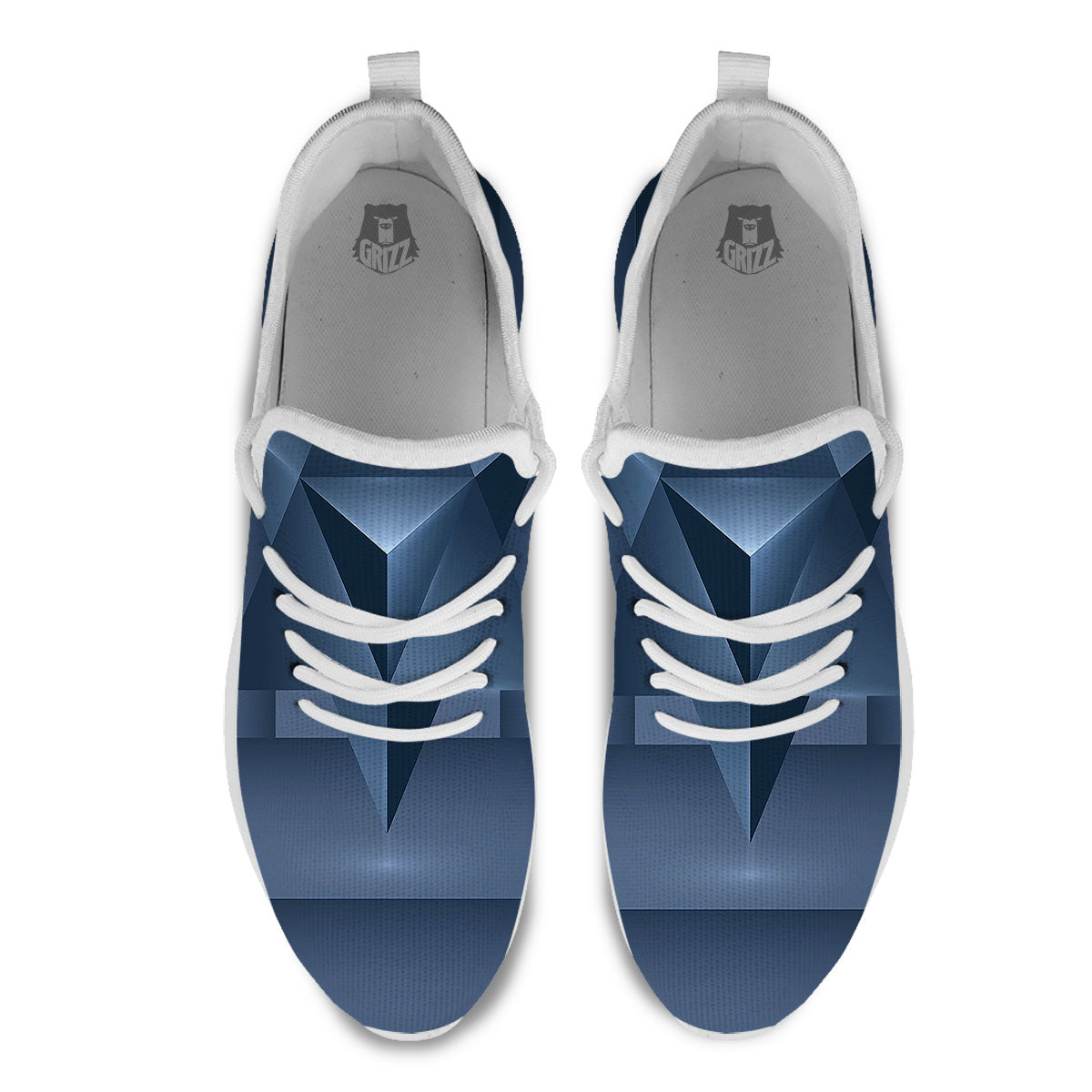 Pentagram Geometric Inverted Print White Athletic Shoes-grizzshop