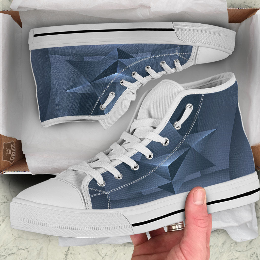 Pentagram Geometric Inverted Print White High Top Shoes-grizzshop
