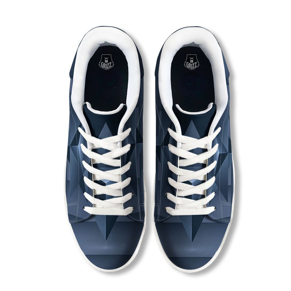 Pentagram Geometric Inverted Print White Low Top Sneakers-grizzshop