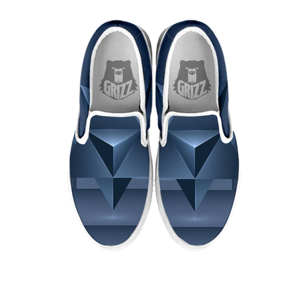Pentagram Geometric Inverted Print White Slip On Shoes-grizzshop