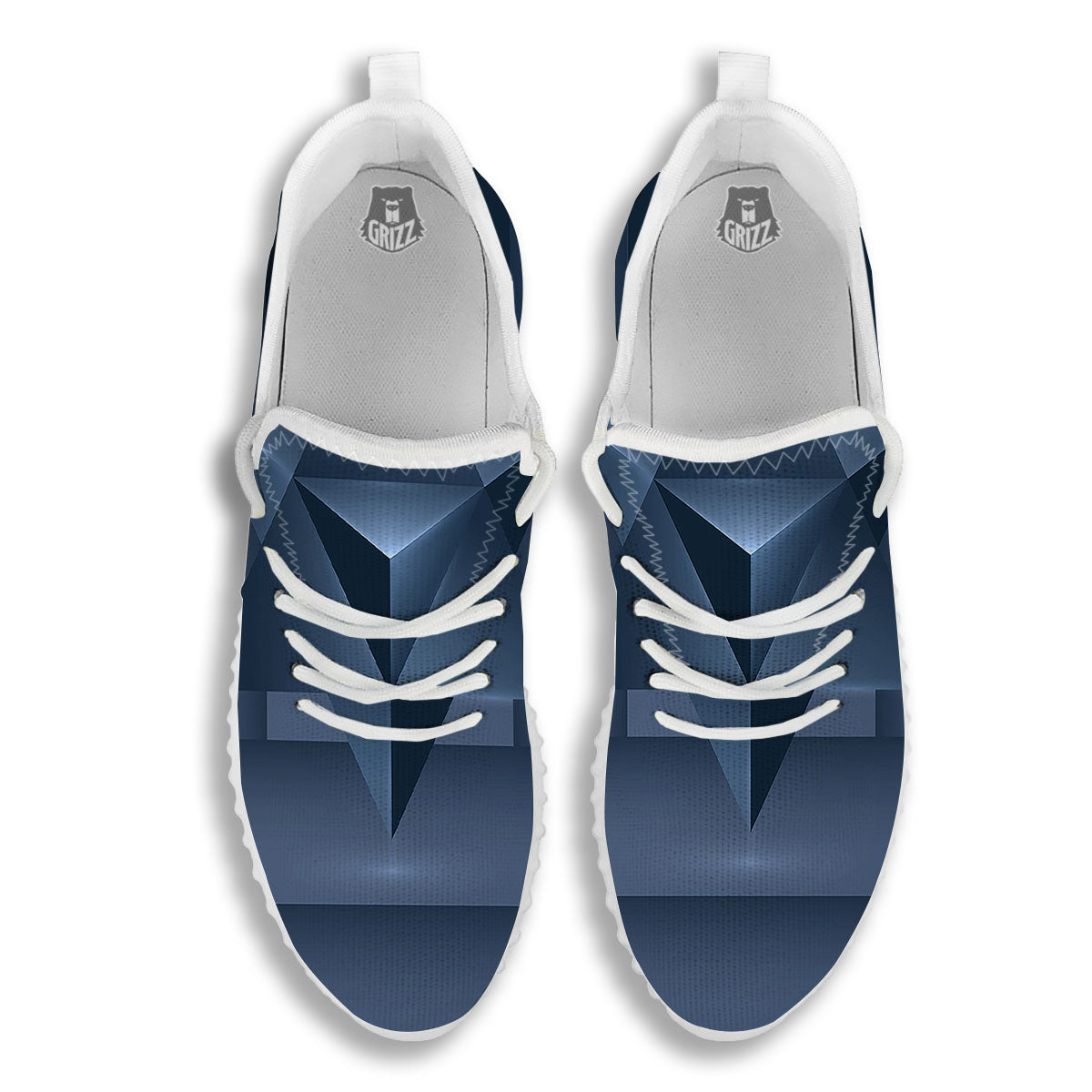 Pentagram Geometric Inverted Print White Walking Shoes-grizzshop