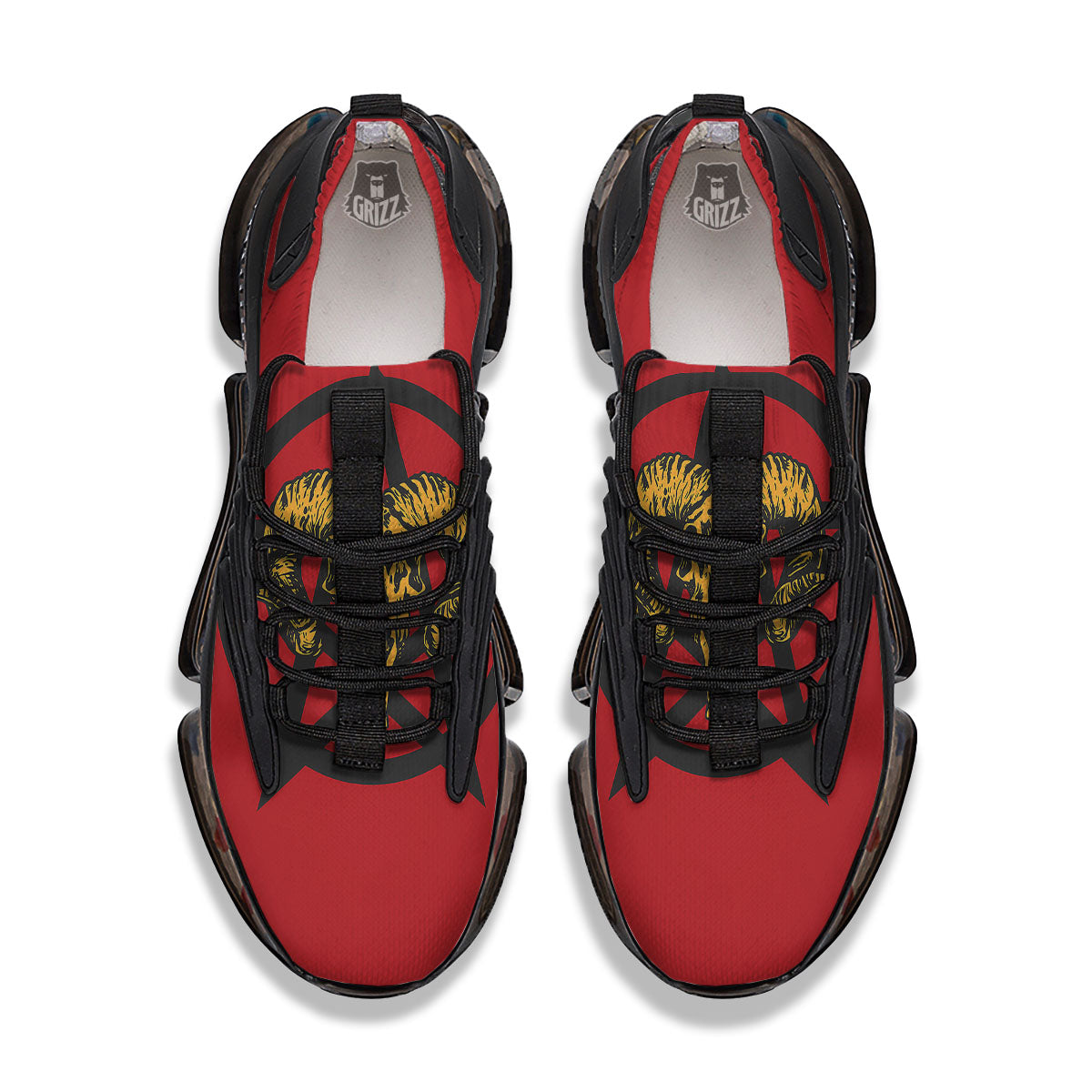 Pentagram Goat Skull Print Black Gym Shoes-grizzshop