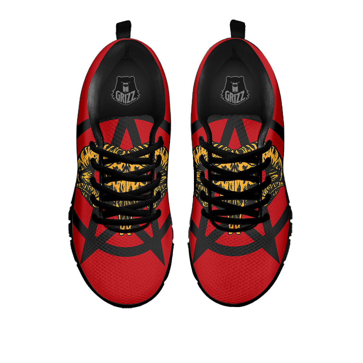 Pentagram Goat Skull Print Black Sneaker-grizzshop