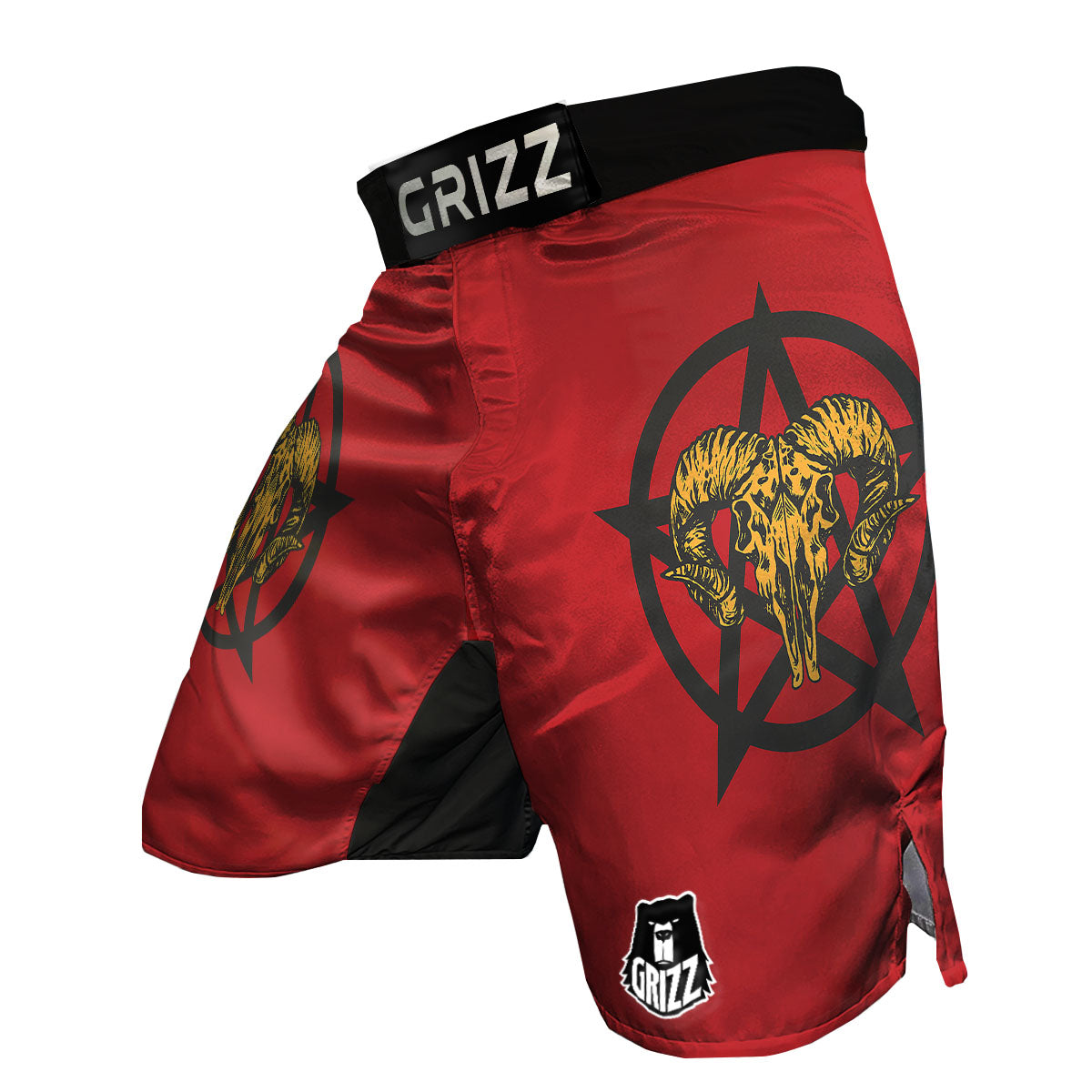 Pentagram Goat Skull Print MMA Shorts-grizzshop
