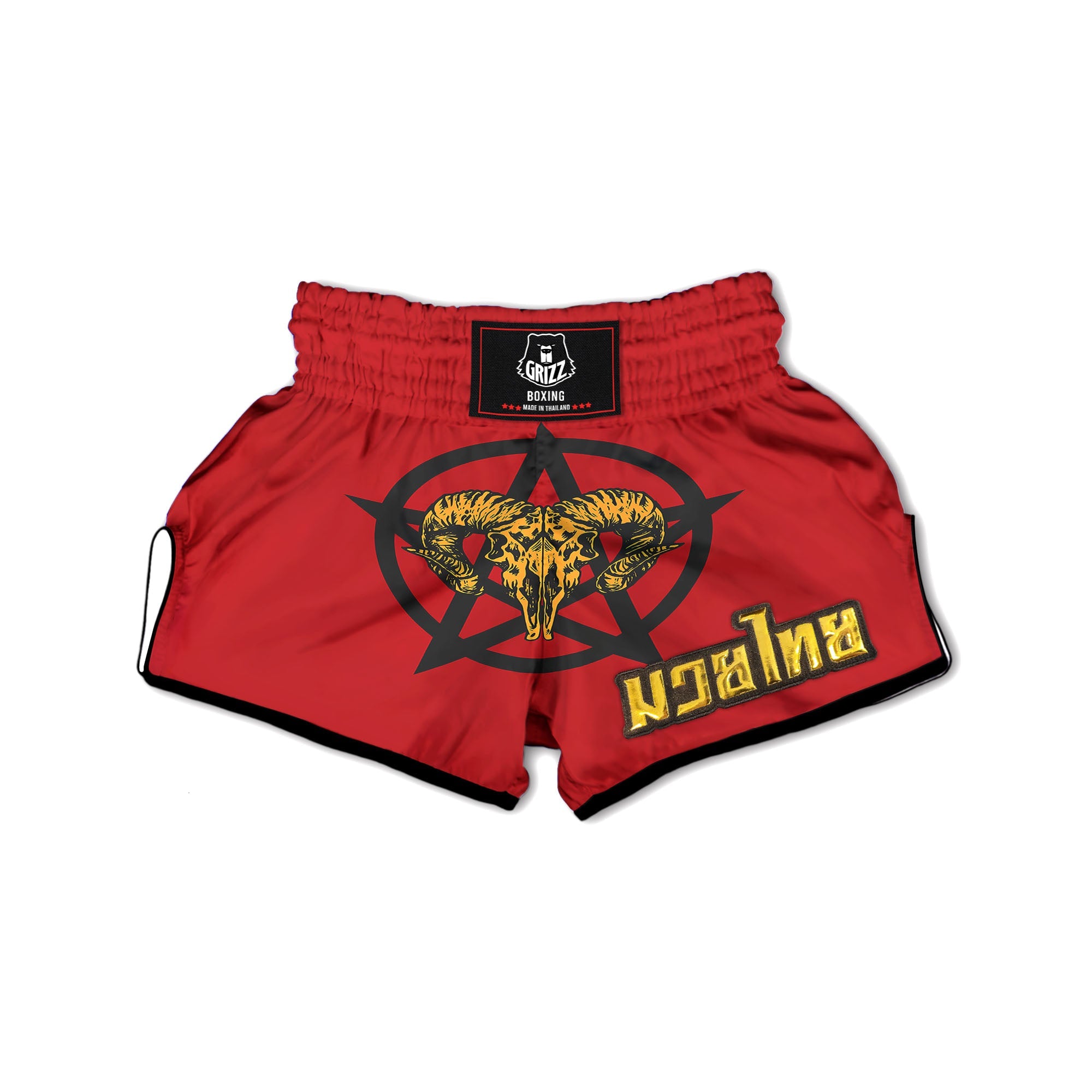 Pentagram Goat Skull Print Muay Thai Boxing Shorts-grizzshop