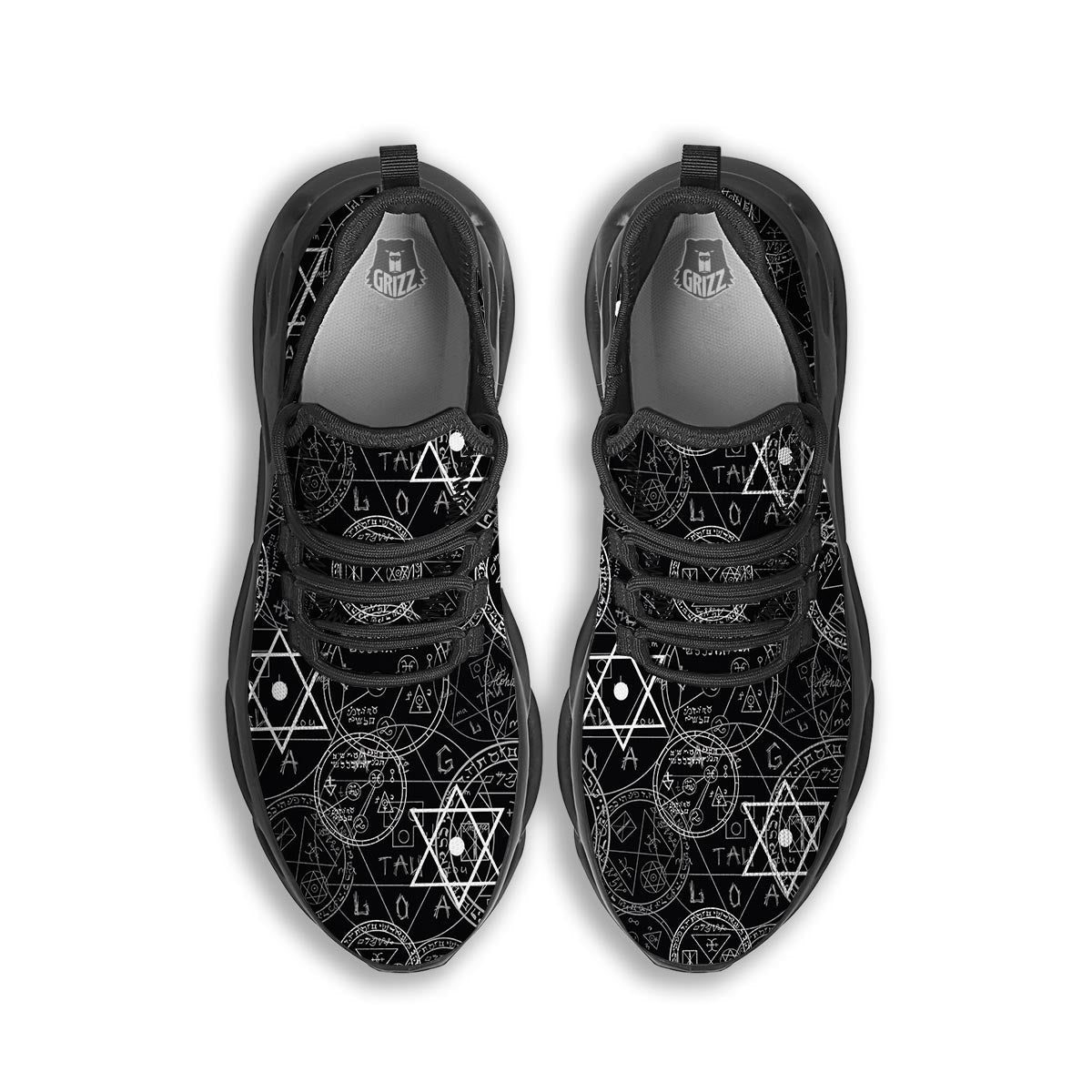 Pentagram Gothic Witch Black Running Shoes-grizzshop