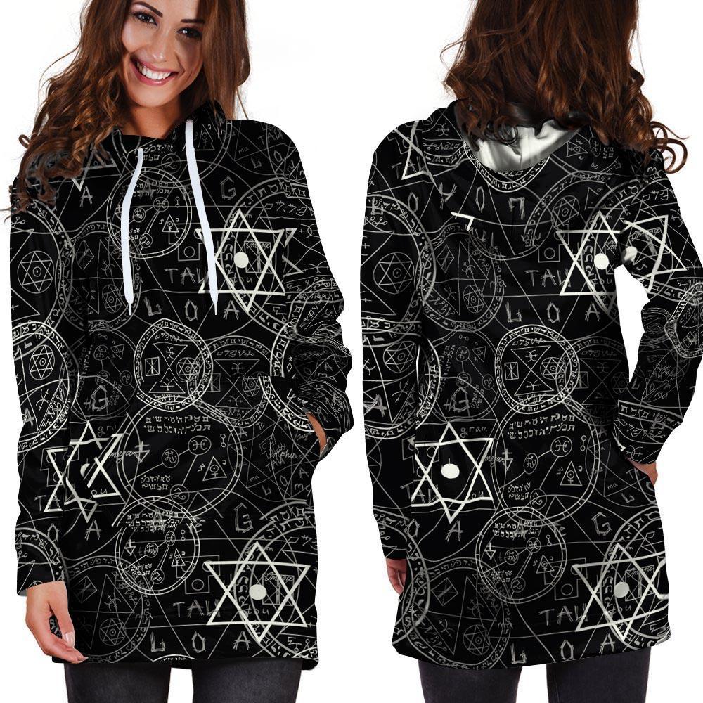 Pentagram Gothic Witch Hoodie Dress-grizzshop