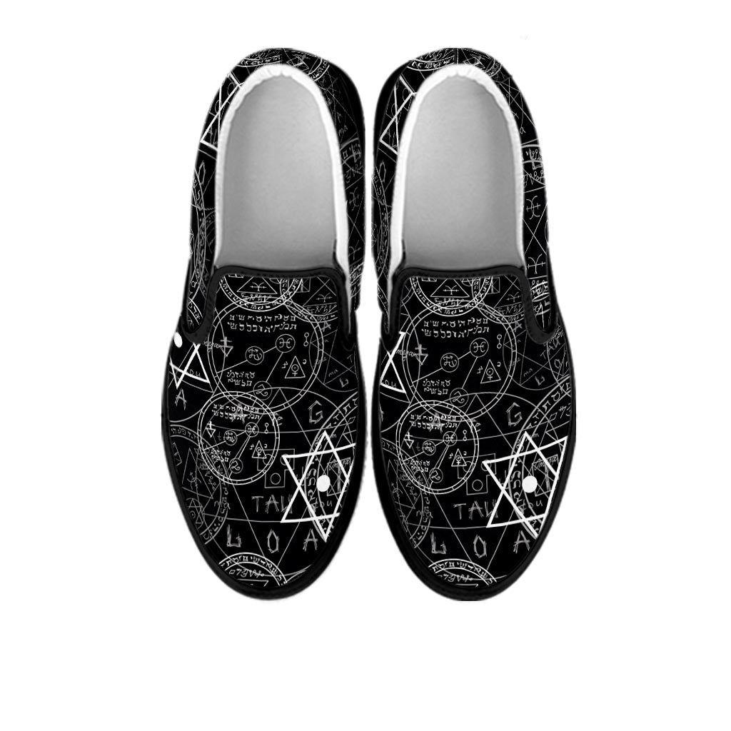 Pentagram Gothic Witch Men's Slip On Sneakers-grizzshop