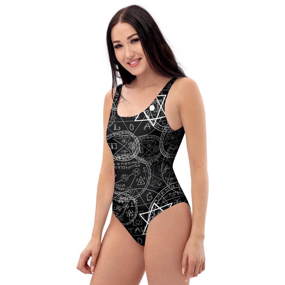 Pentagram Gothic Witch One Piece Swimsuite-grizzshop