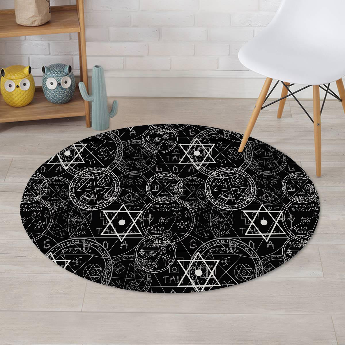 Pentagram Gothic Witch Round Rug-grizzshop