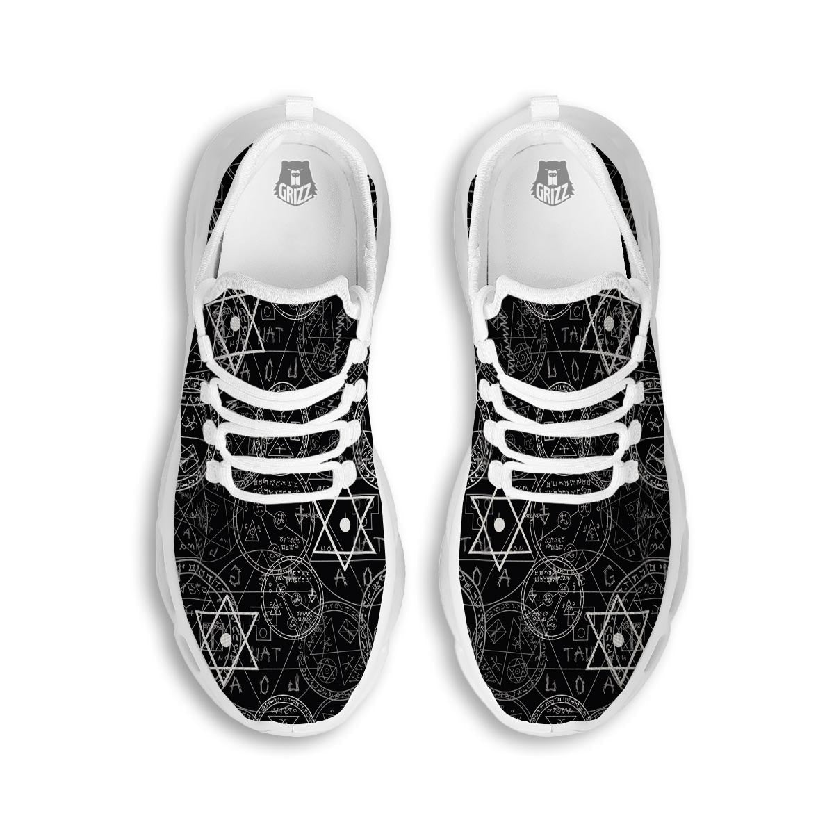 Pentagram Gothic Witch White Running Shoes-grizzshop