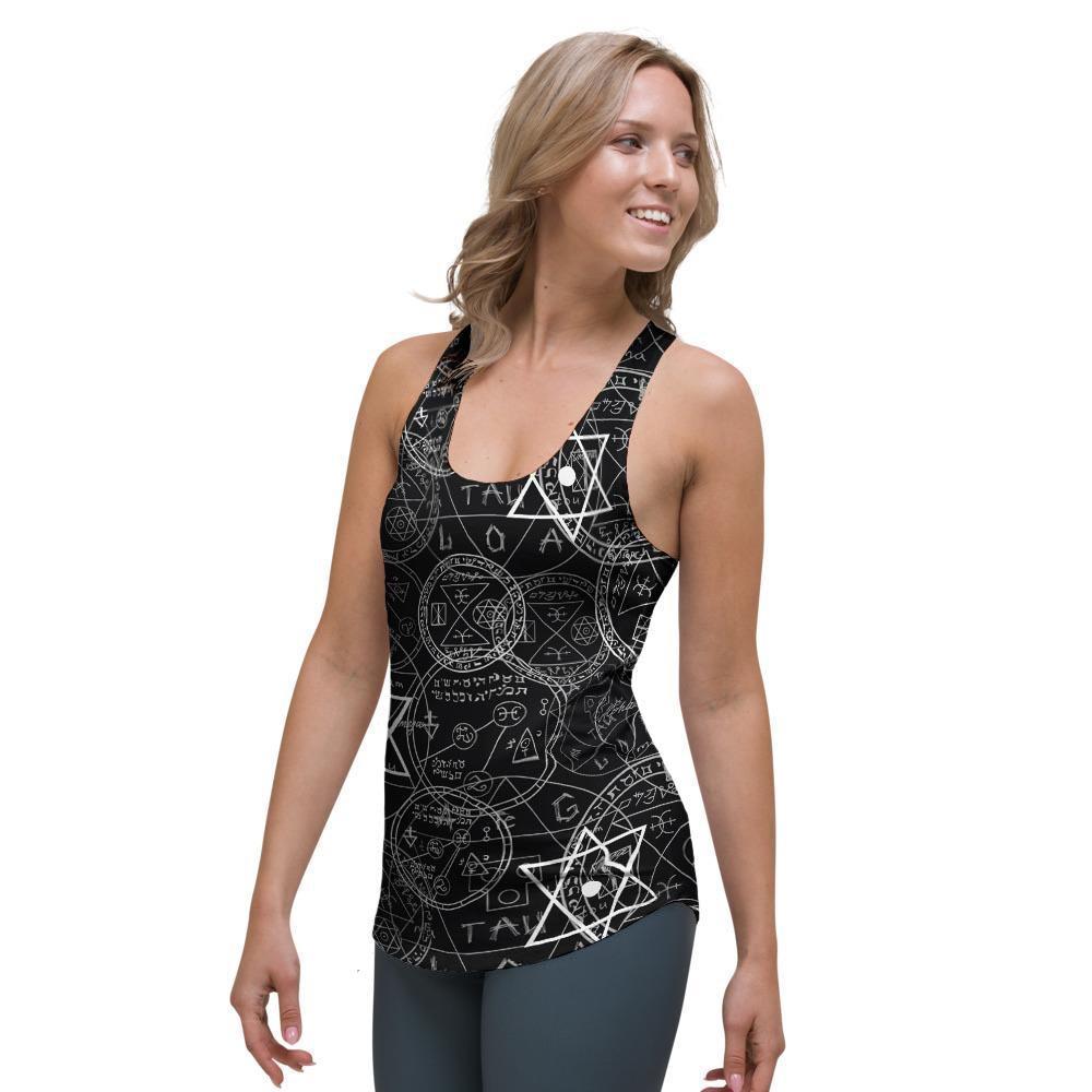 Pentagram Gothic Witch Women's Racerback Tank Top-grizzshop