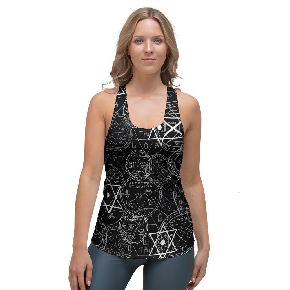 Pentagram Gothic Witch Women's Racerback Tank Top-grizzshop