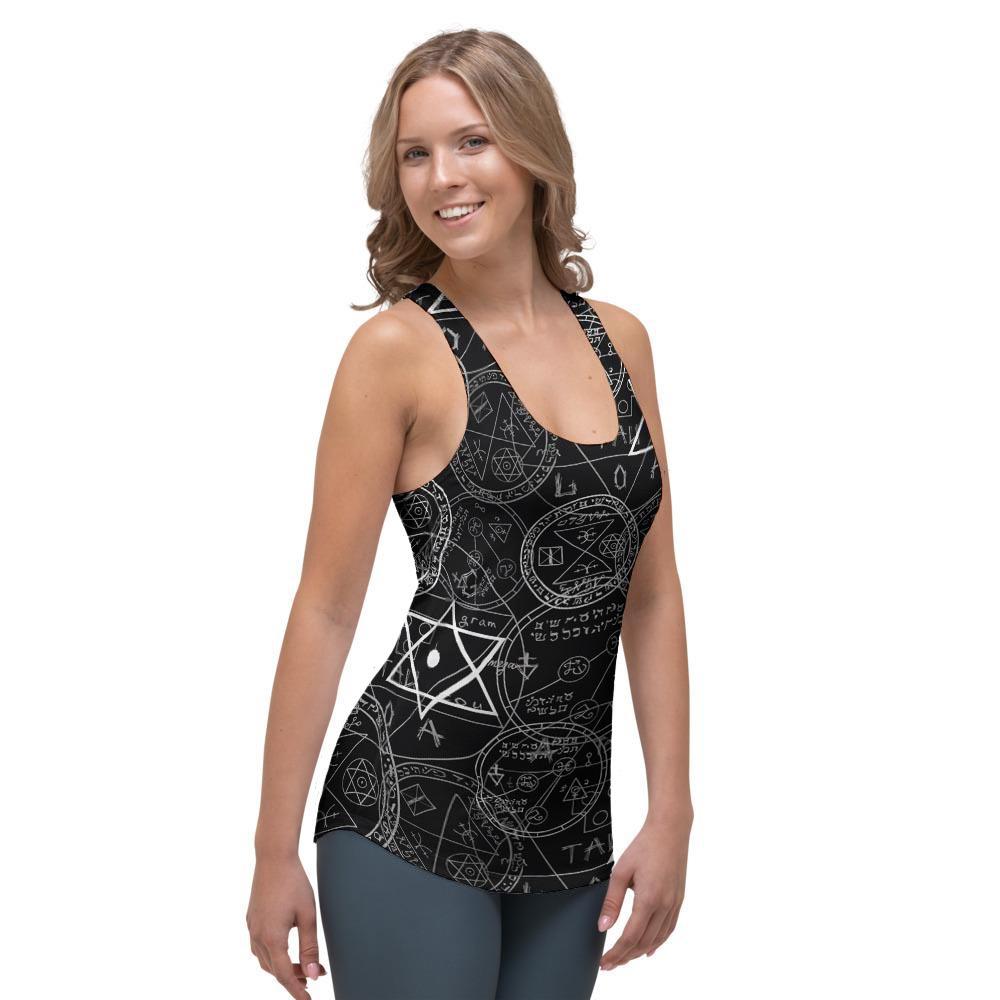 Pentagram Gothic Witch Women's Racerback Tank Top-grizzshop