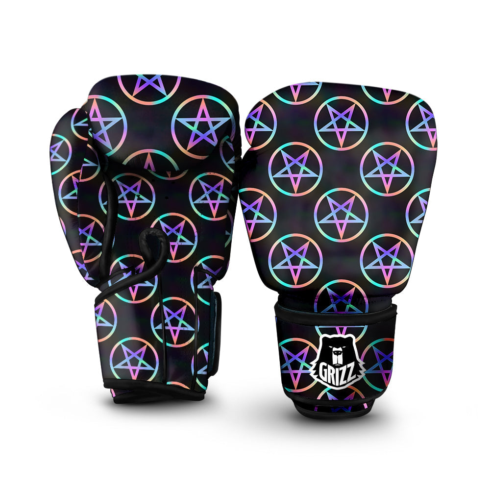 Pentagram Holographic Print Pattern Boxing Gloves-grizzshop