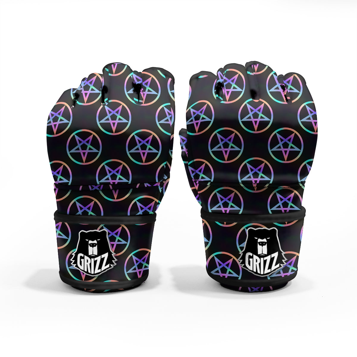 Pentagram Holographic Print Pattern MMA Gloves-grizzshop