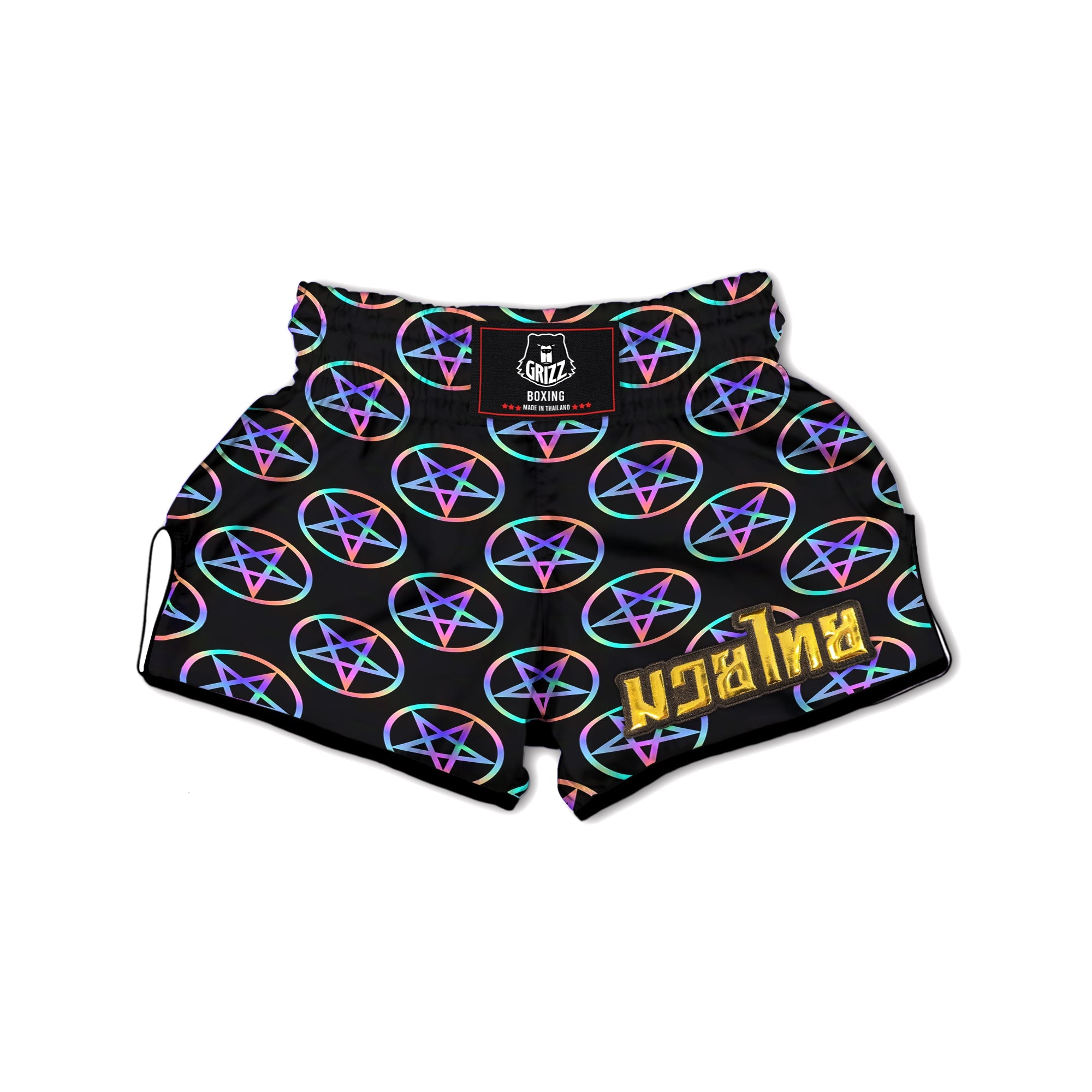 Pentagram Holographic Print Pattern Muay Thai Boxing Shorts-grizzshop