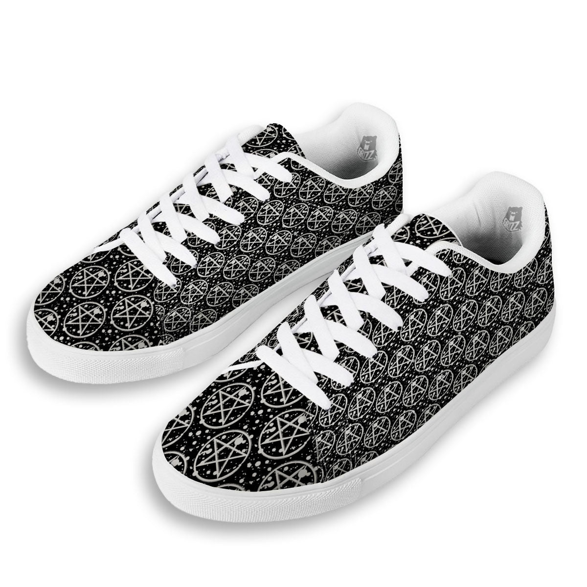 Pentagram Pentagram Magic Pattern White Low Top Sneakers-grizzshop