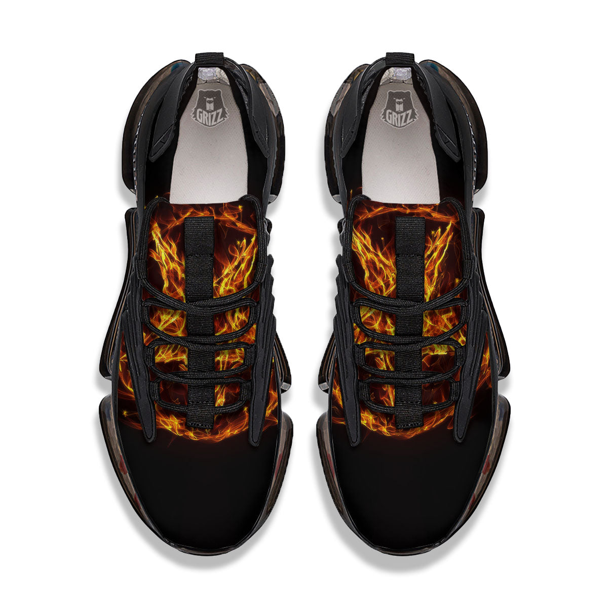 Pentagram Satanic Flame Print Black Gym Shoes-grizzshop