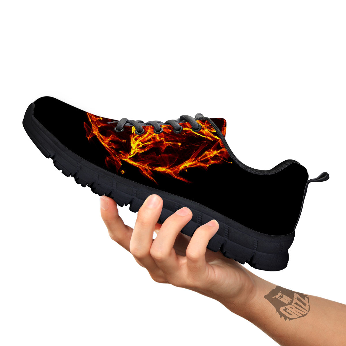 Pentagram Satanic Flame Print Black Sneaker-grizzshop