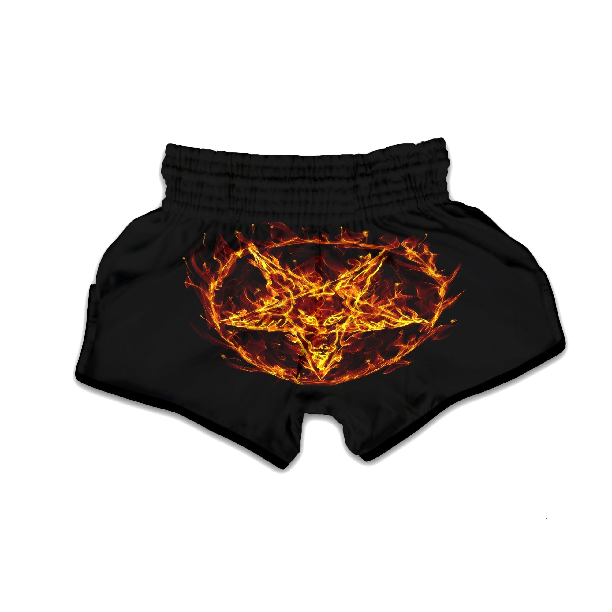 Pentagram Satanic Flame Print Muay Thai Boxing Shorts-grizzshop