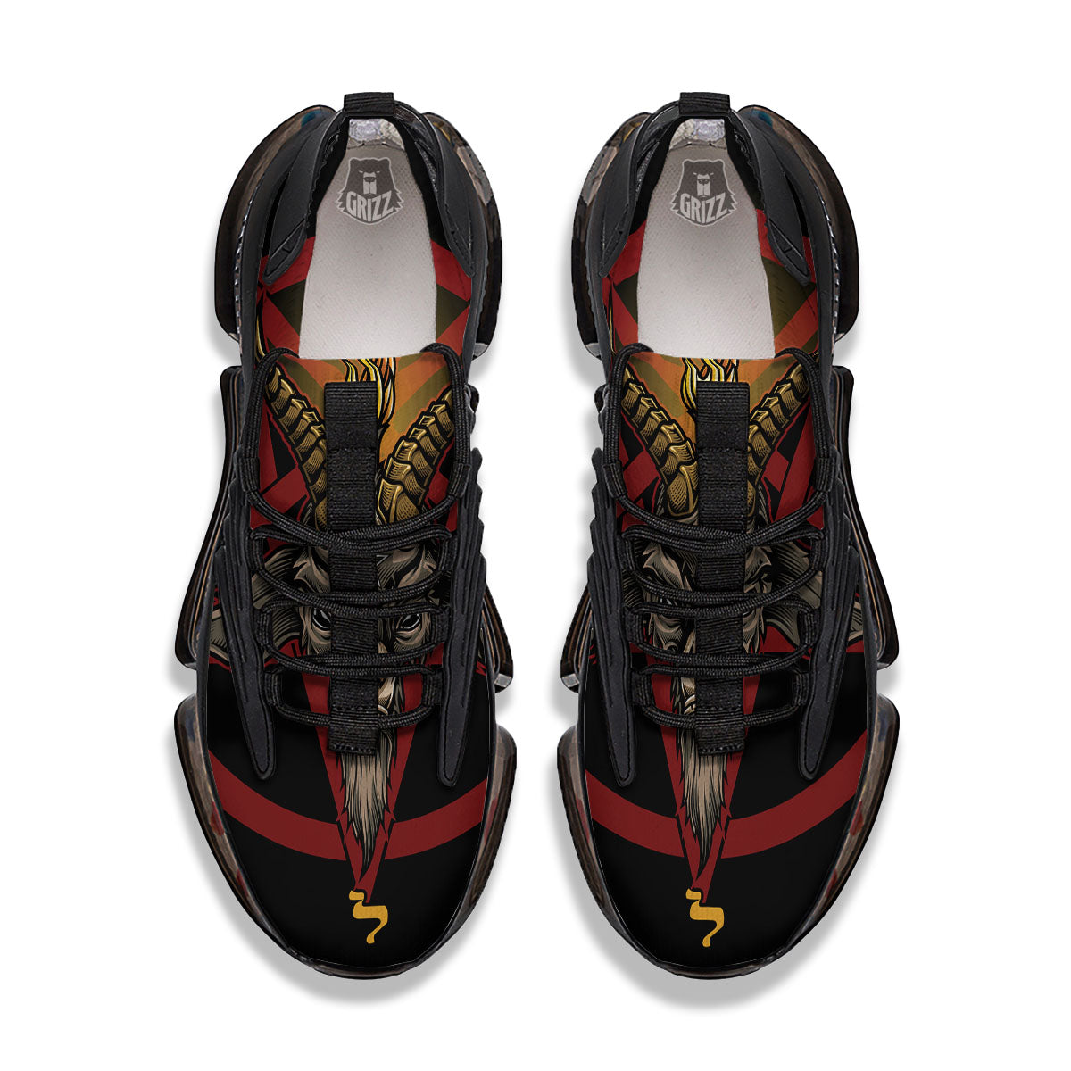 Pentagram Symbol Magic Print Black Gym Shoes-grizzshop