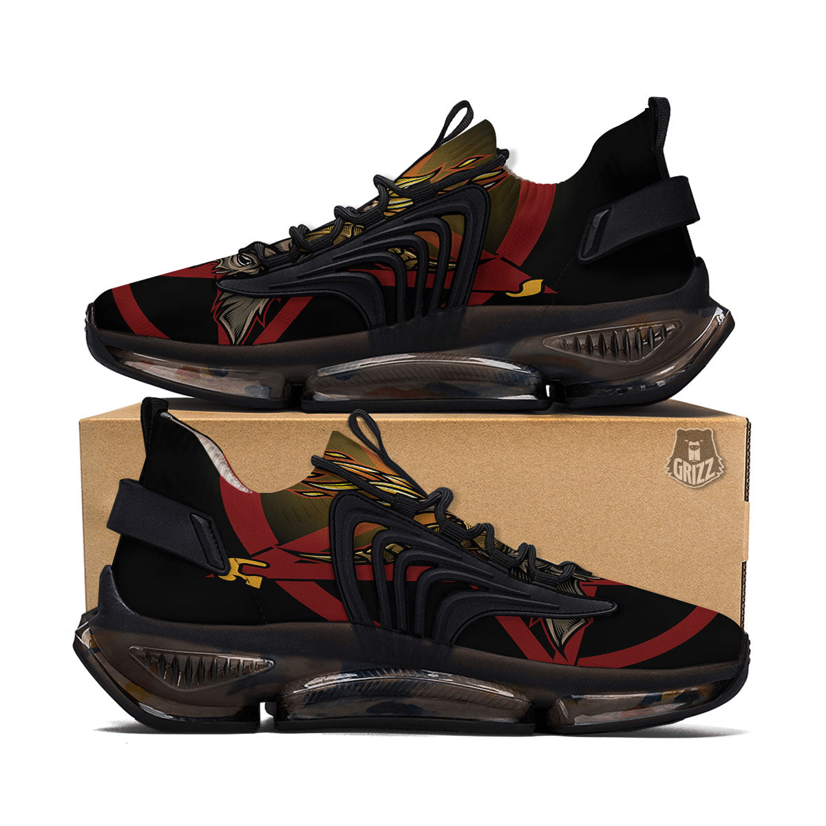 Pentagram Symbol Magic Print Black Gym Shoes-grizzshop